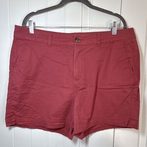 Old Navy Women's Redish Chino Shorts Size 14 High Rise Stretch Button Pockets